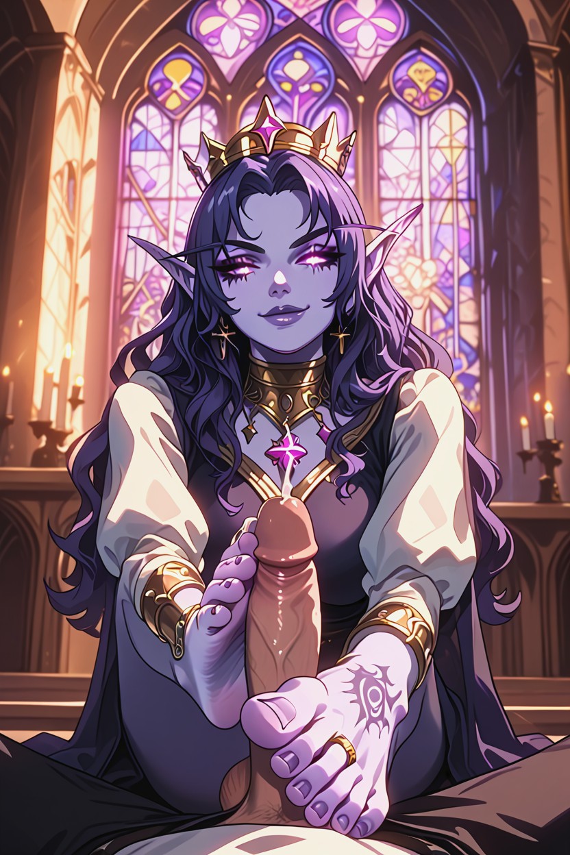 Church, Purple Skin, Foot Job Hentai AI Porn