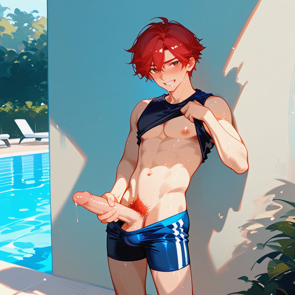 Underwear Pulled Down, Outdoors, Crop Top AI Gay Porn