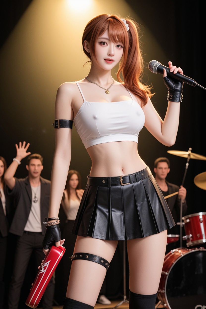 No Extra Fingers, Hazel Eyes, Top Pulled Up Porno IA Asiatique
