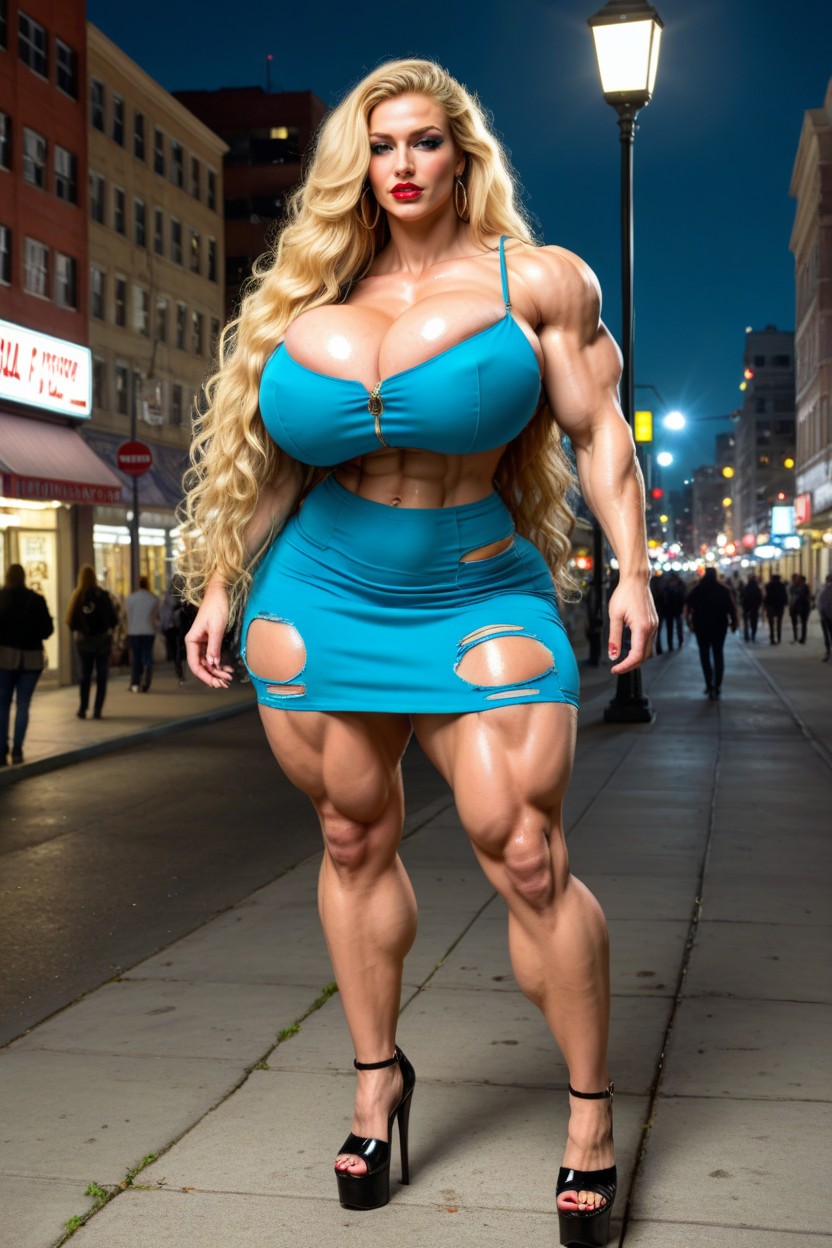 Hyper Height, Obscenely Gargantuan Hyper Colossal Breasts, Beautiful Woman AI Porn