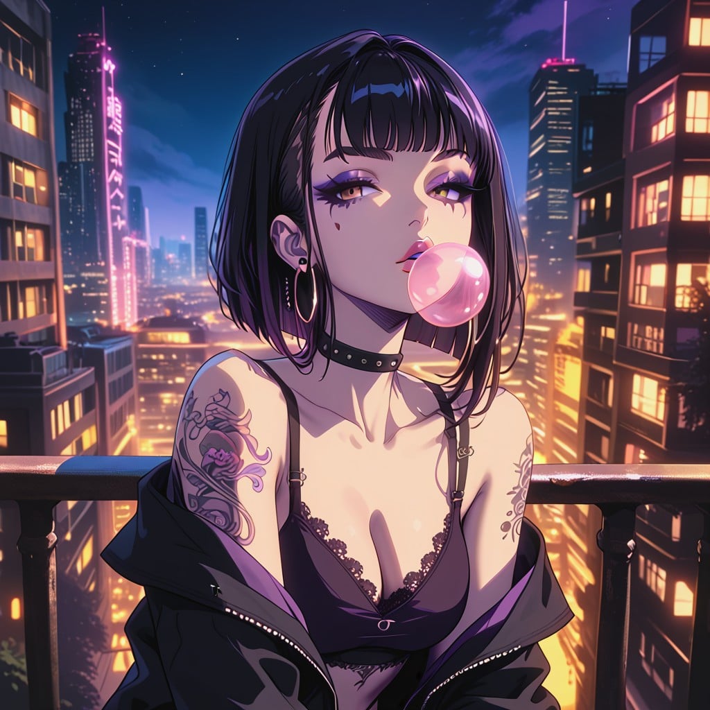 Night, Elbows Back, Faded Background Hentai AI Porn