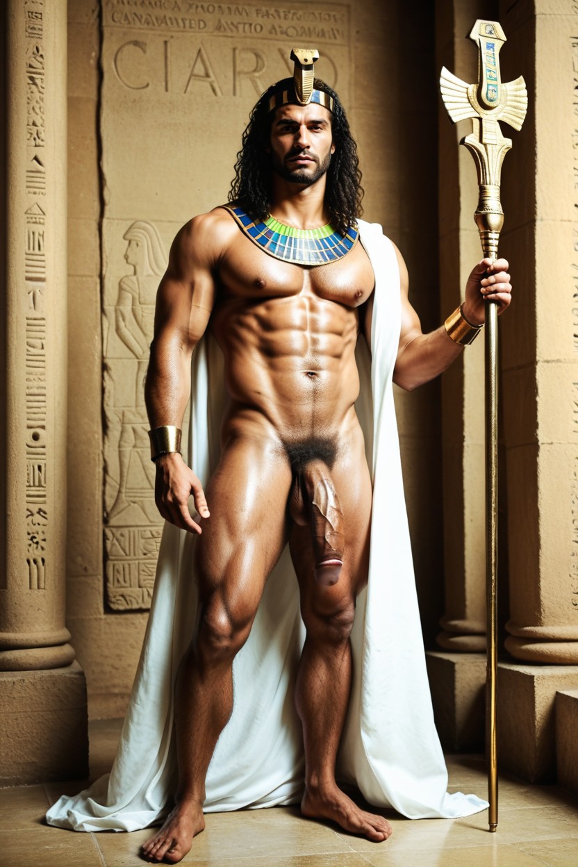 18+, Photorealistic, Holding A Gold Egyptian Scepter Porno gay IA