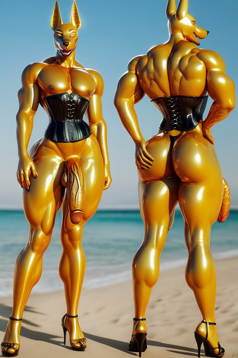 Gay, Corset, Muscular Furry AI Porn