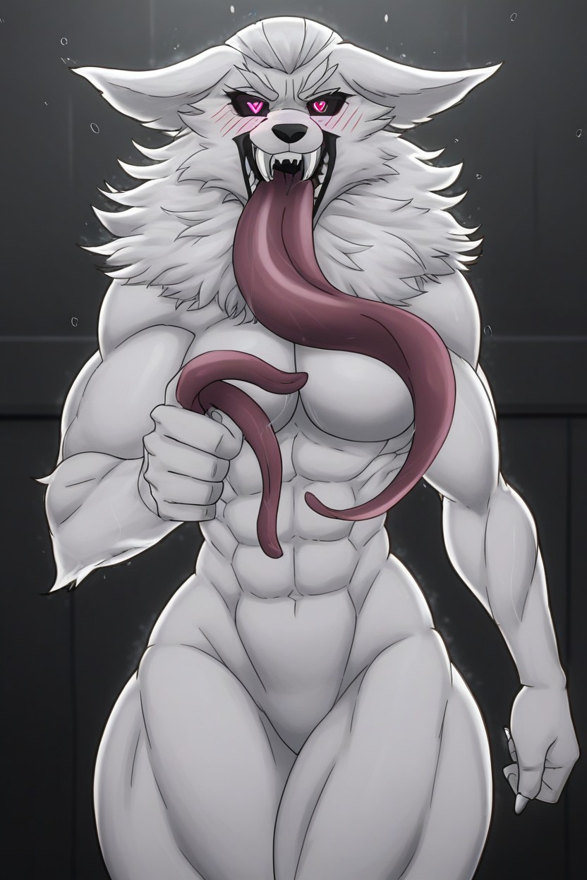 Shadow Coming From Shadow, Long Tongue, Muscular Furry AI Porn
