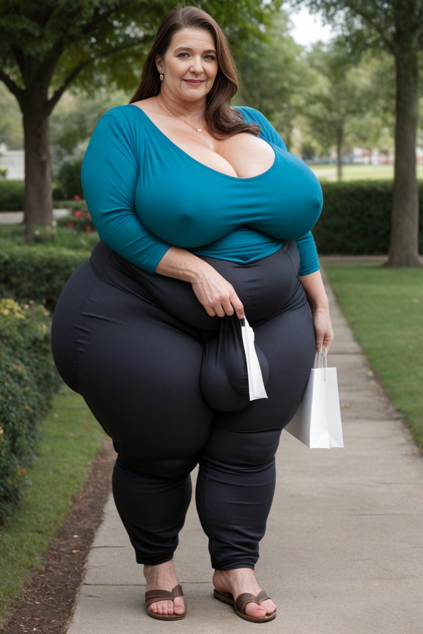 Long Course Brown Hair, Park, Thick Thighs AI Porn