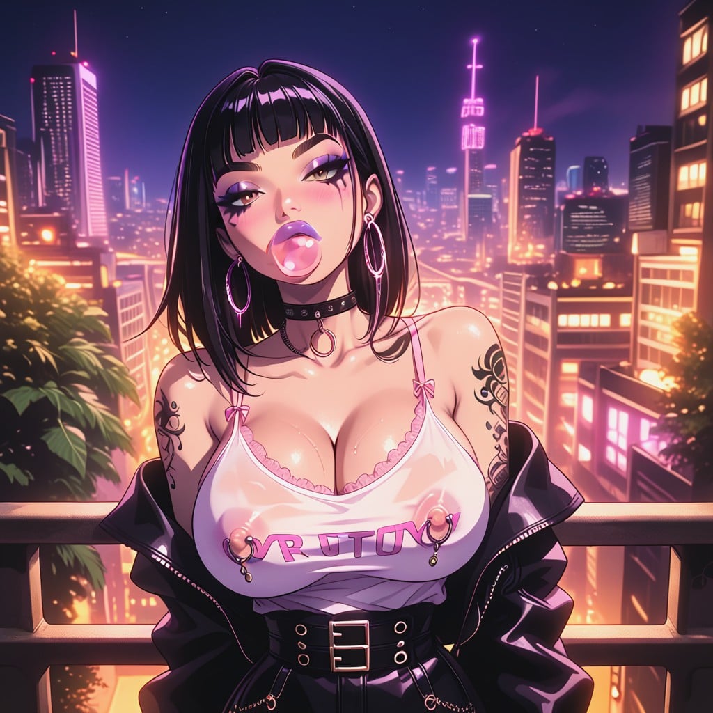 Purple Lips, Background Blur, 18+ Hentai AI Porn