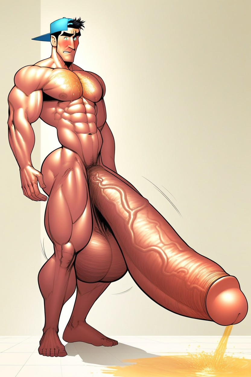 Surprised Face, Hyper Balls, Body Covered In Piss AI Gay Porn