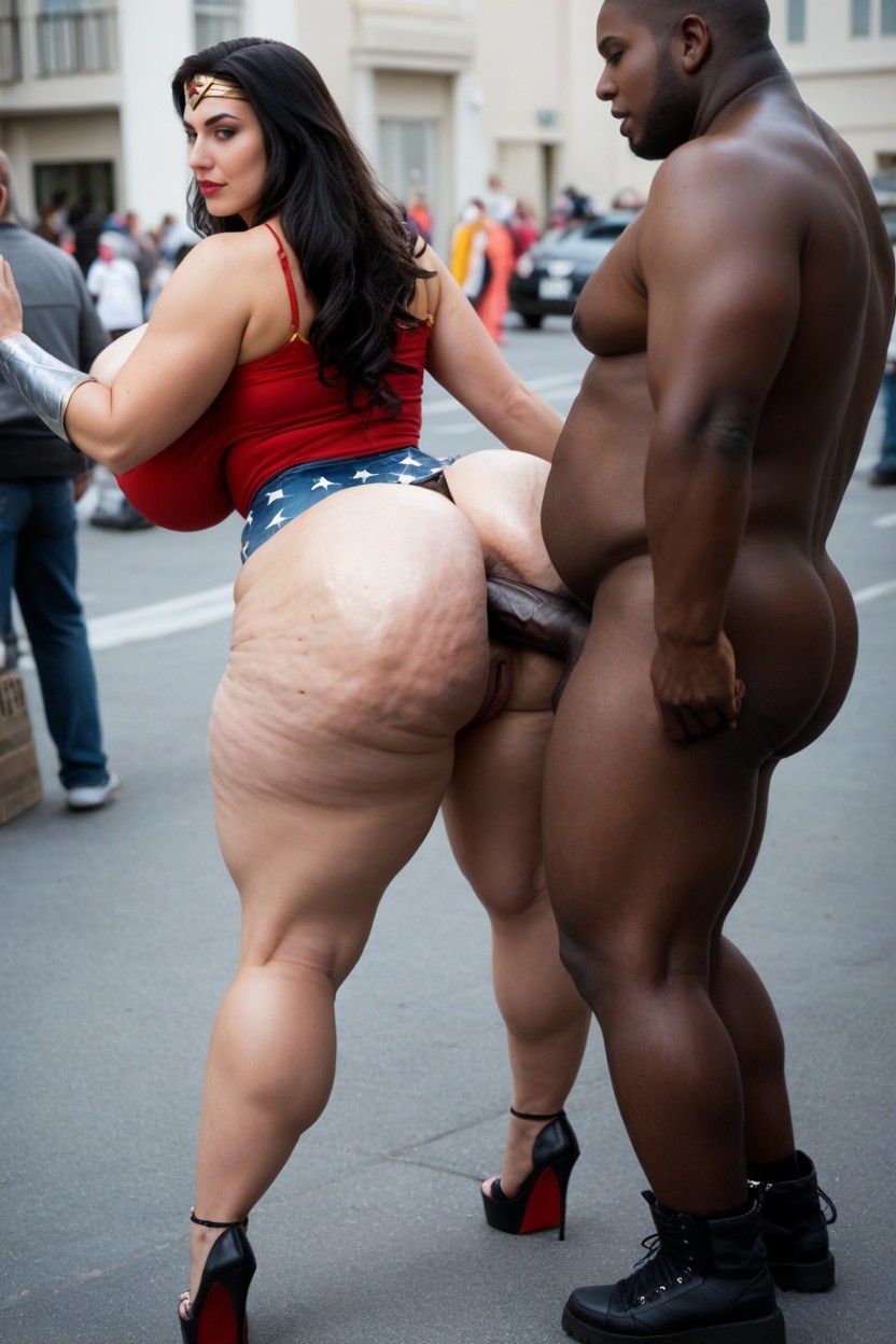 Rear Sided View, Extremely Waist, Huge Nipples AI Porn
