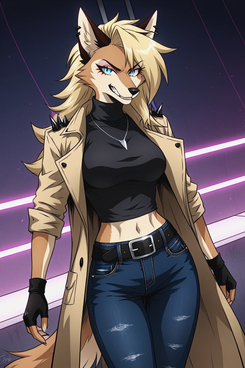 Clenched Teeth, Coyote Hybrid, Sfw Furry AI Porn