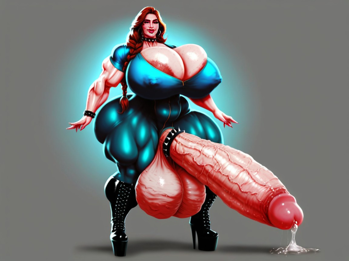 Gigantic Breast, Spiked Collar, Smug Expression Shemale AI Porn