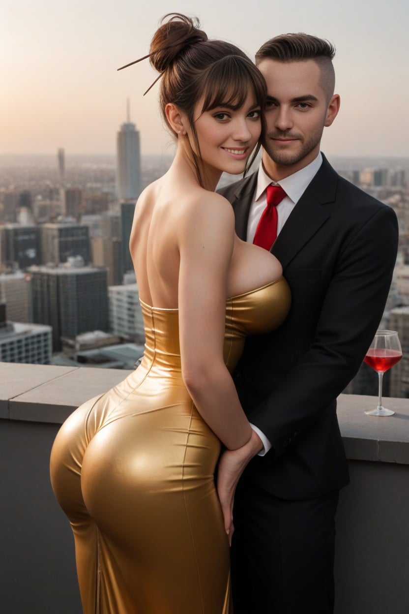 Hair Strands, Arched Back, Brunette AI Porn