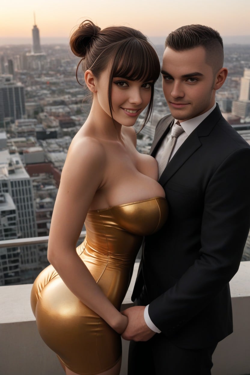 Horny, Round Boobs, Dress Too Tight On Ass AI Porn