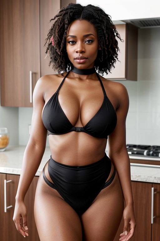 Impossible Proportions, Michonne Character From Walking Naked Showing Her Entire Body, Front View AI Porn