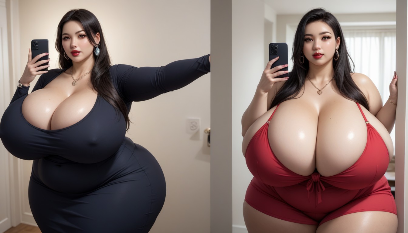 Multiple Views, Cleavage, Selfie BBW AI Porn