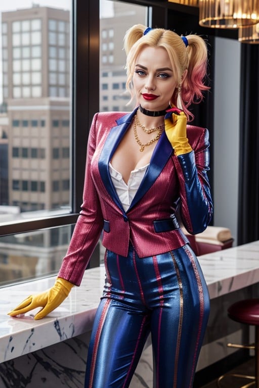 Leather Gloves With Off Fingers, Tossing A Stress Relief Baseball Bat, Harley Quinn From Dc Universe AI Porn