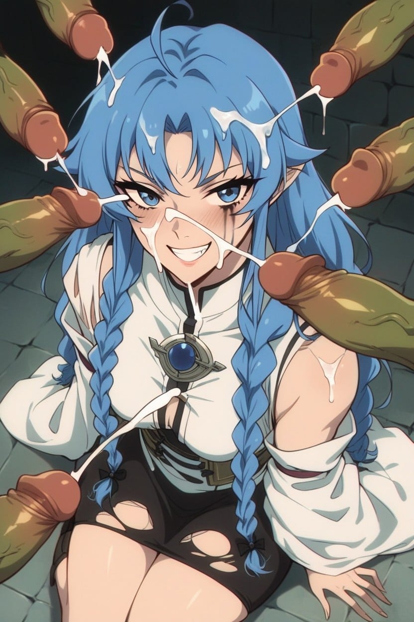 Cumshot, Light Green Cocks, Bukkake Hentai AI Porn