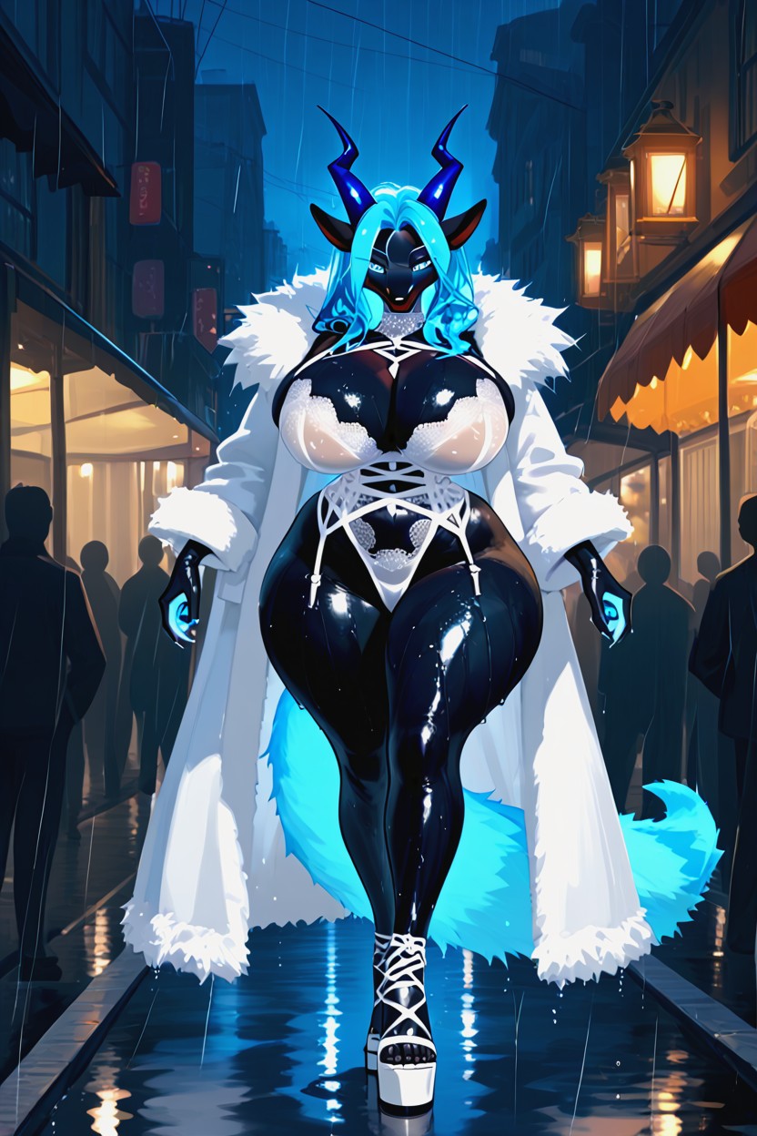 Big Tail, Wet Face, Black Skin Furry AI Porn