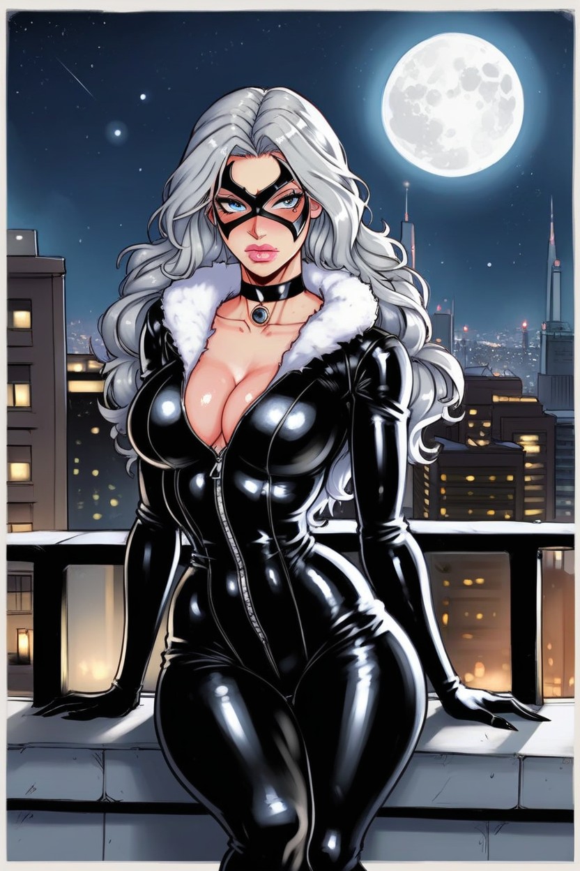 Grey Hair, Full Body Catsuit, Perfect Eyes Porno IA