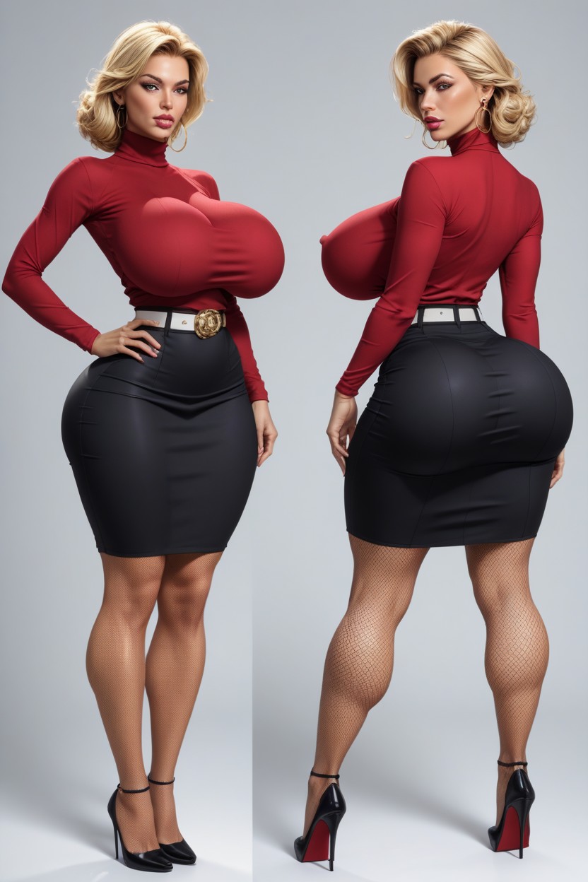 Extremely Wide Hips, Stand With Legs Wide Apart, Hourglass AI Porn