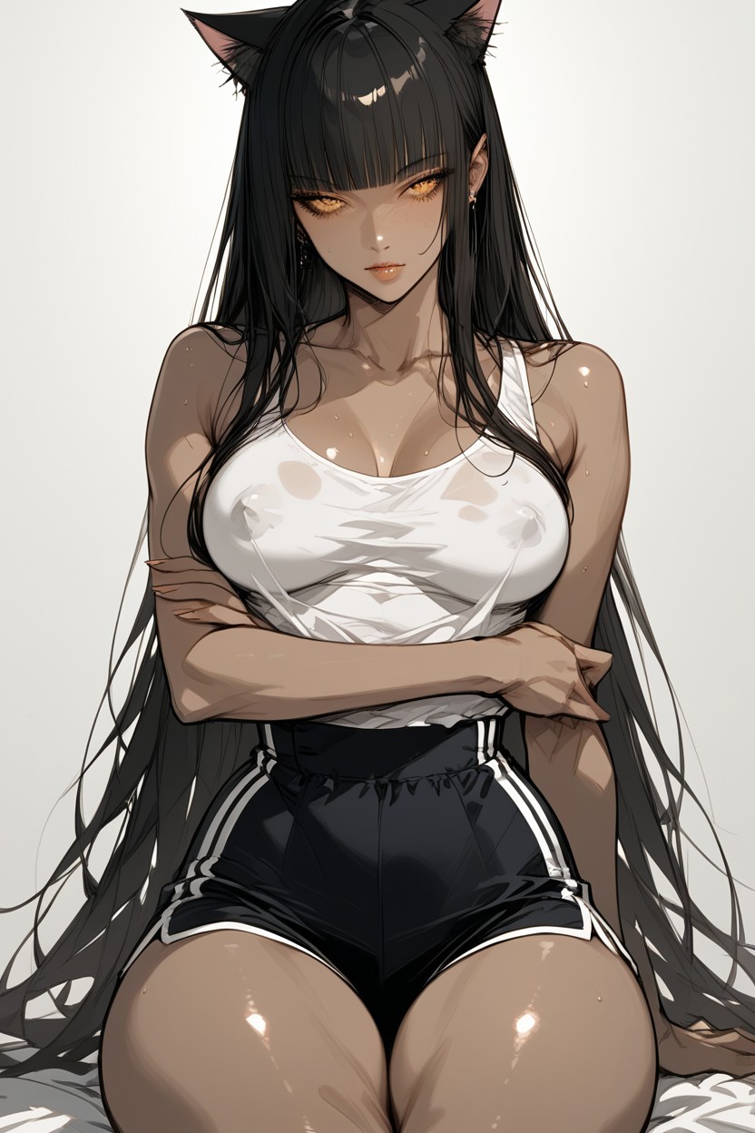 Really Sweaty, Front View, Long Legs Hentai AI Porn