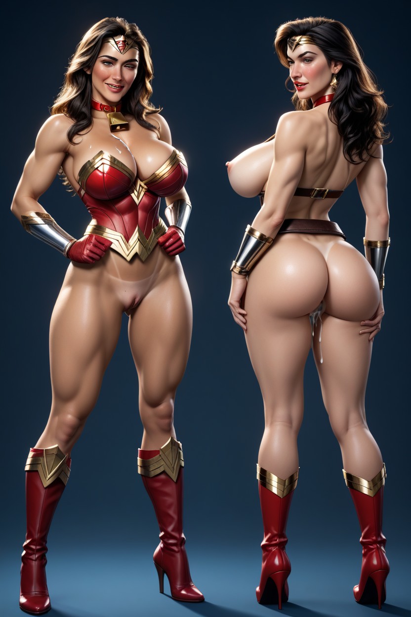 Bent Forward, Natural Breast, Arms Tied Together With Belt AI Porn