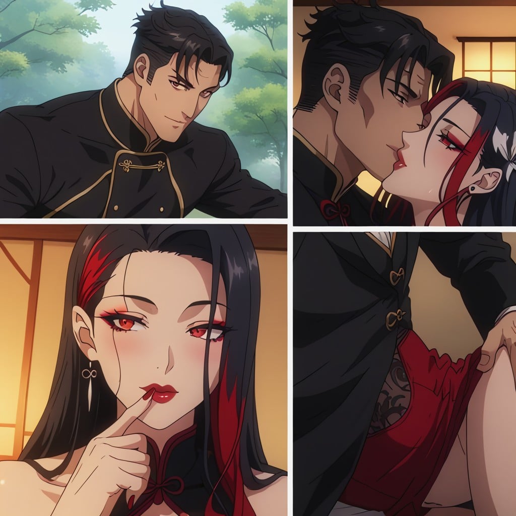 Kissing, Hearts, Hyper Muscular Asian Man Hentai IA