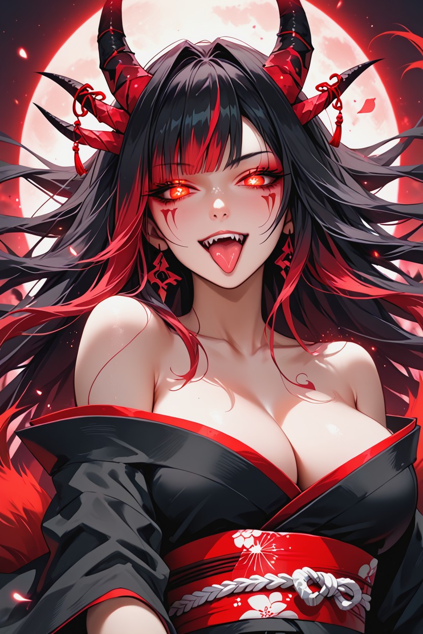 Off-shoulder, Glowing Eyes, 18+ Hentai AI Porn