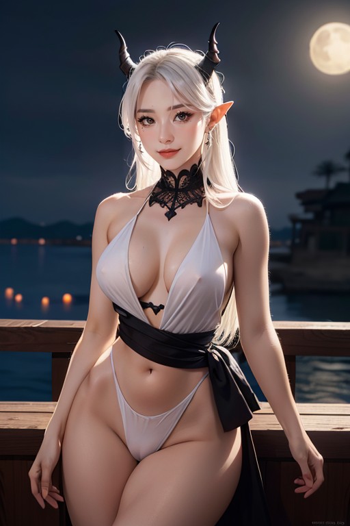 Skinny, Standing, Big Moon AI Porn