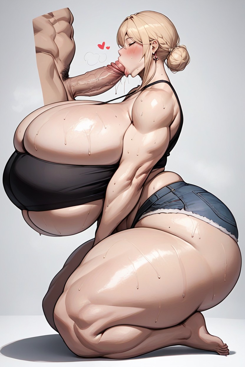 Extremely Giant Massive Breasts, Gigantic Ass, Tank Top AI Porn