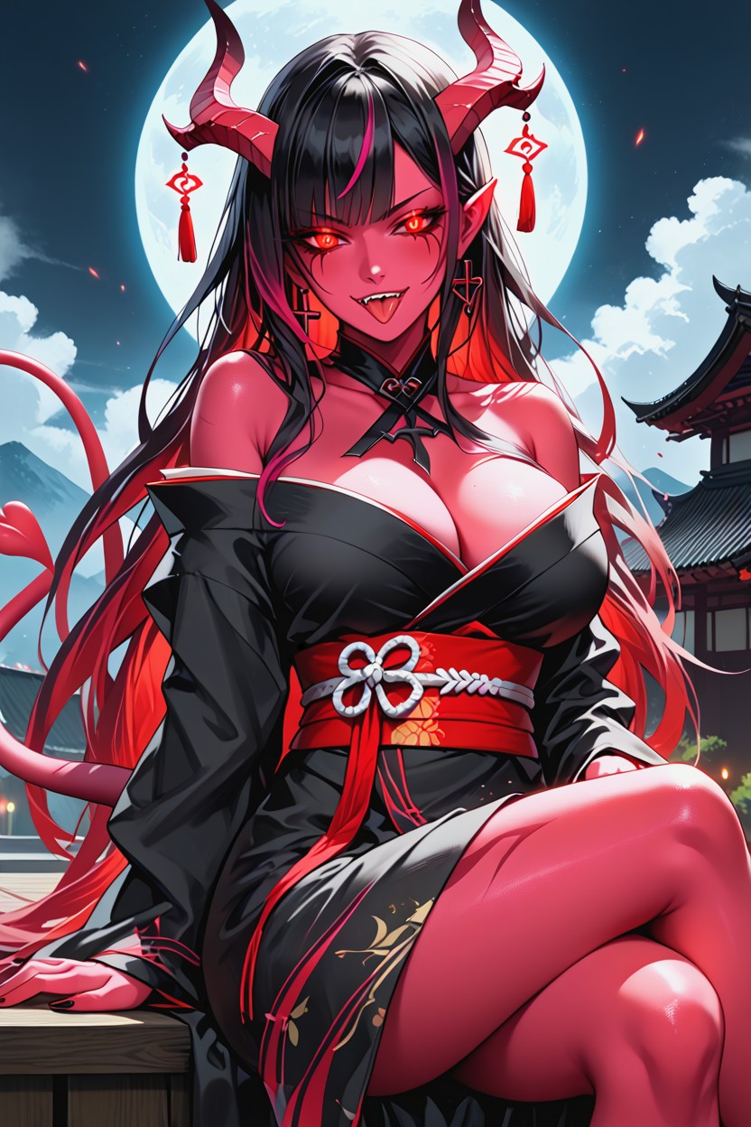 Schulterfrei, Mehrfarbiges Haar, 18+ Hentai KI Porno