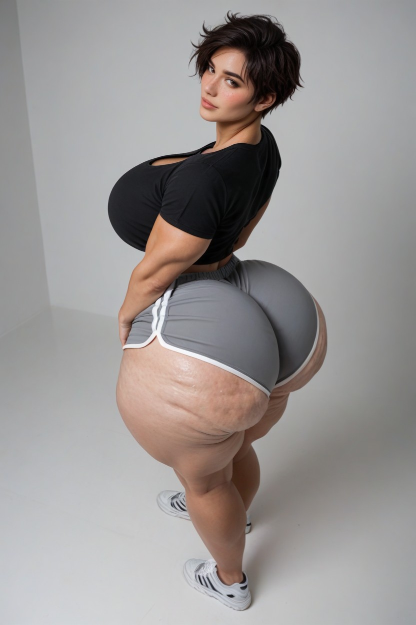 Bottom Heavy, Brown Skin, Crewneck Shirt AI Porn