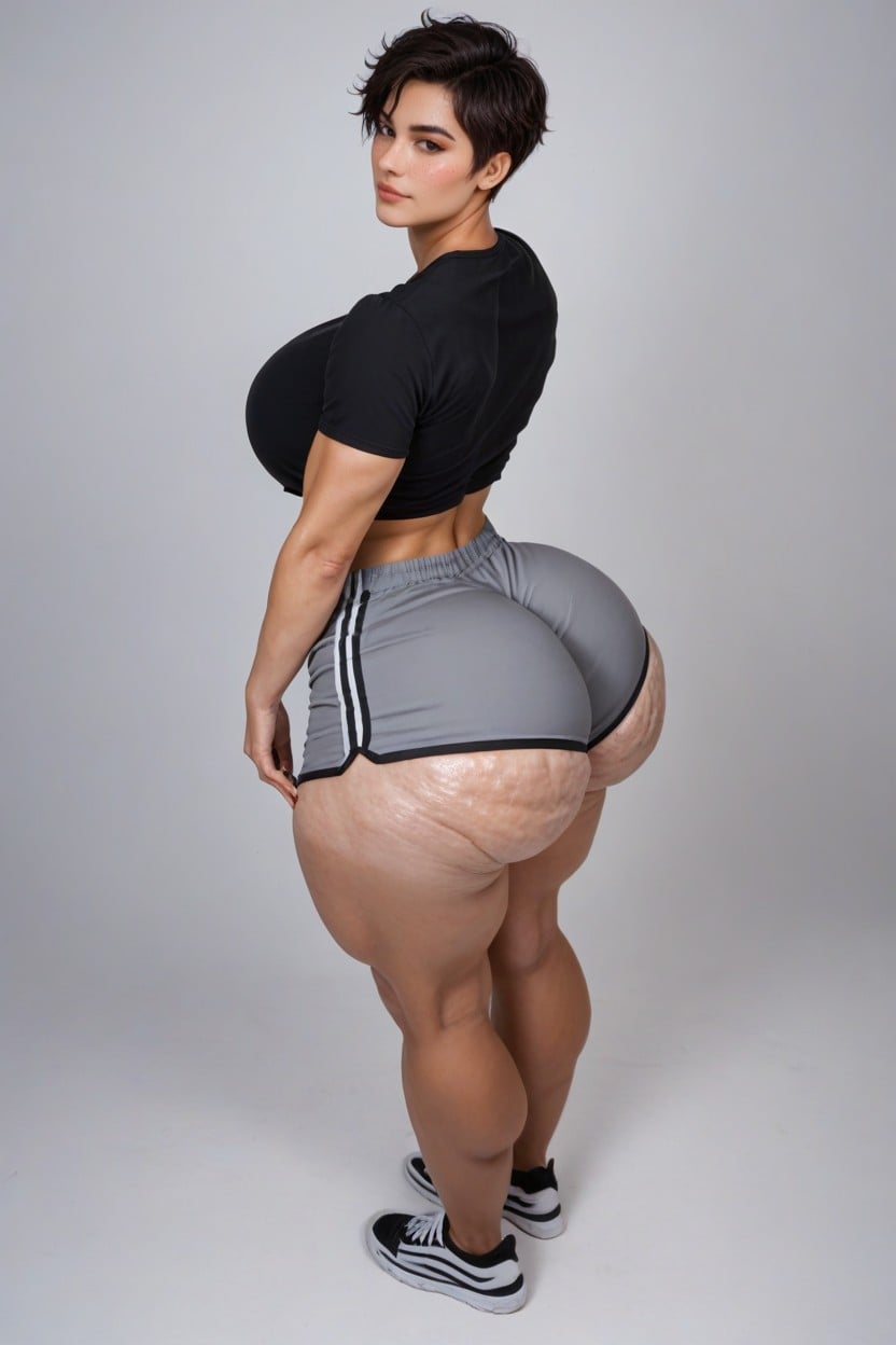 Huge Thighs, Extremely Muscular, Bbl AI Porn