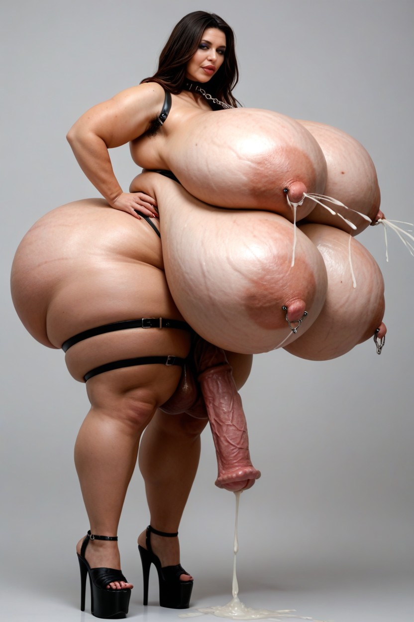 Angled Side View, Extra Breasts, Pony Cock Shemale AI Porn