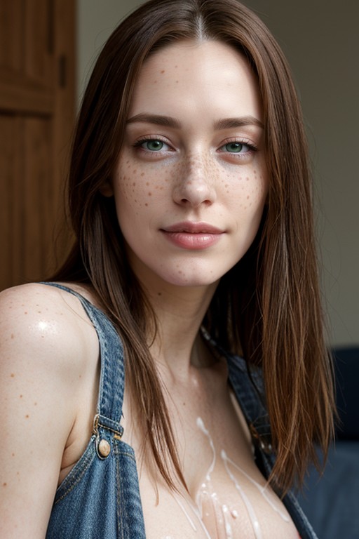 Blushing, Covered In Cum, Light Skin AI Porn