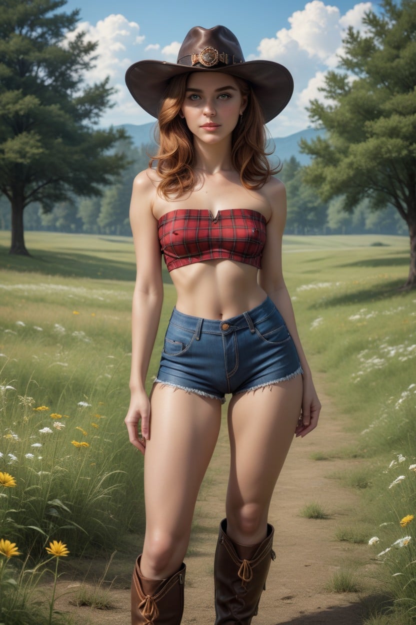 Meadow, Trees, Cowboy Leather Hat Hentai AI Porn