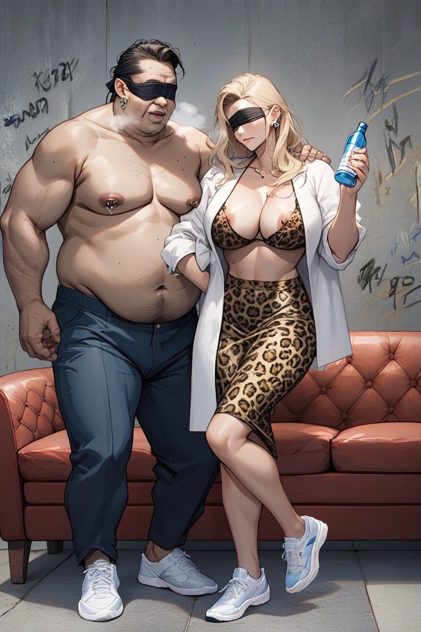 Blindfold, Shaved Hair, Spilling Bottle Porno IA Hentai