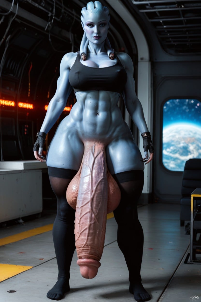 Flaccid Hyper Cock, Space Futuristic Crop Top, Powerful Gigantic Legs Shemale AI Porn