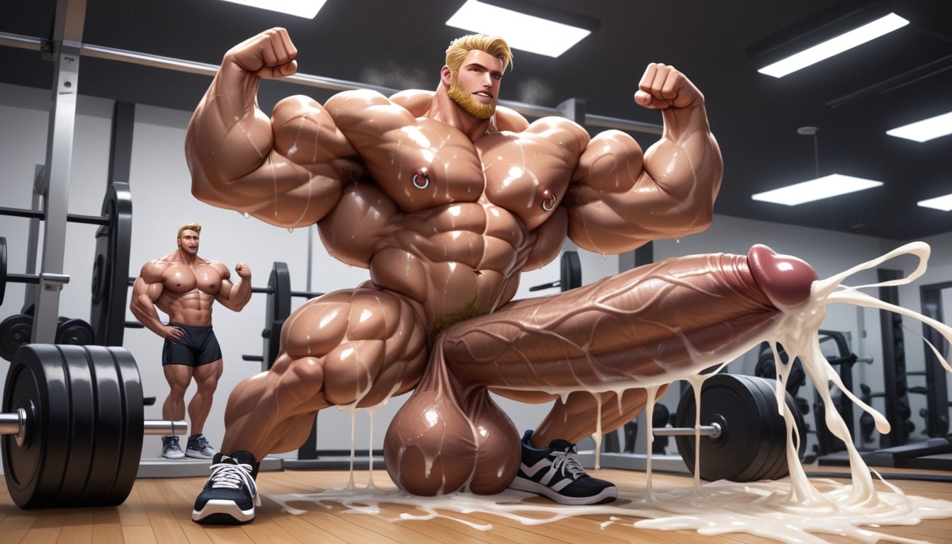 Enormous Penis, Blonde Beard, Sweaty AI Gay Porn