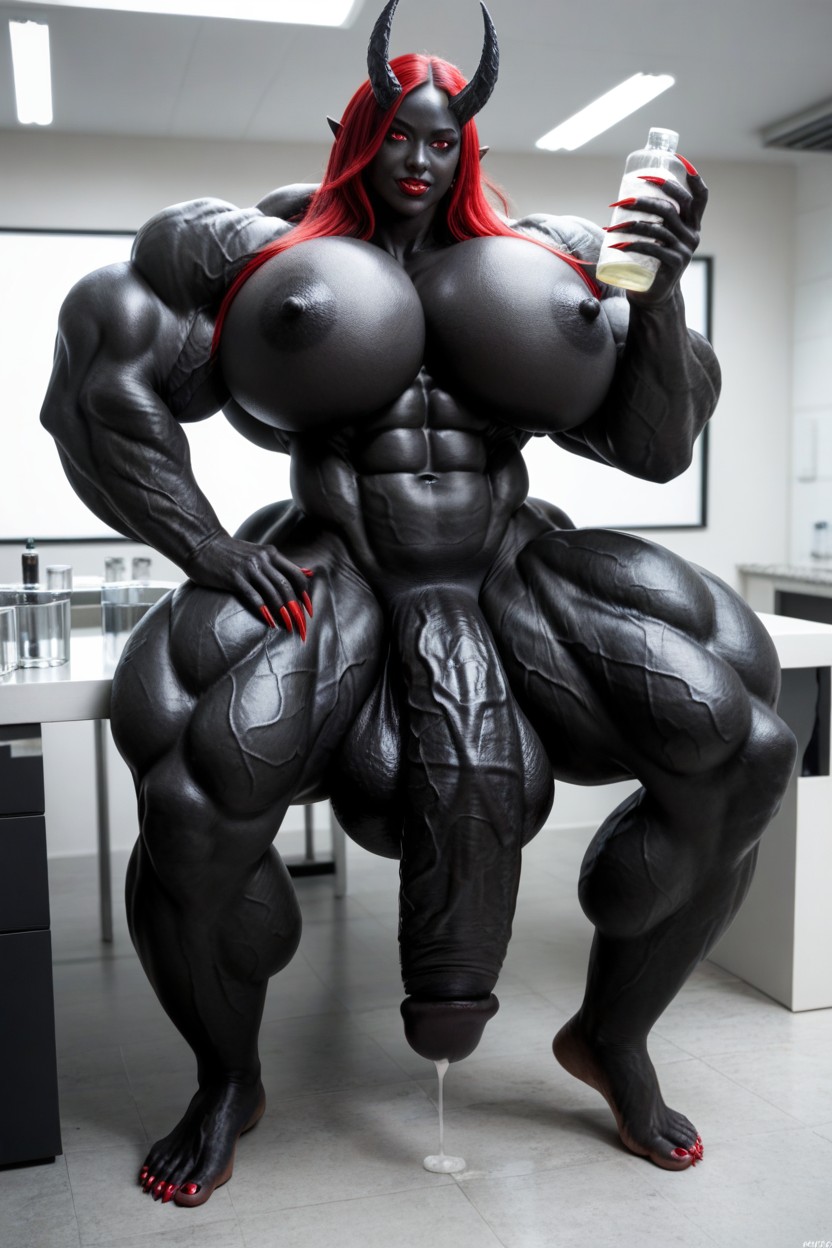 Laying, Gigantic Muscle Delts, Muscular Shemale AI Porn