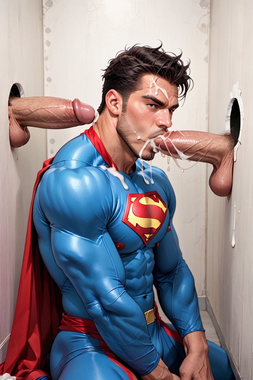 Cocks Everywhere, Blowjob (3rd Person), Superman Gangbang AI Gay Porn