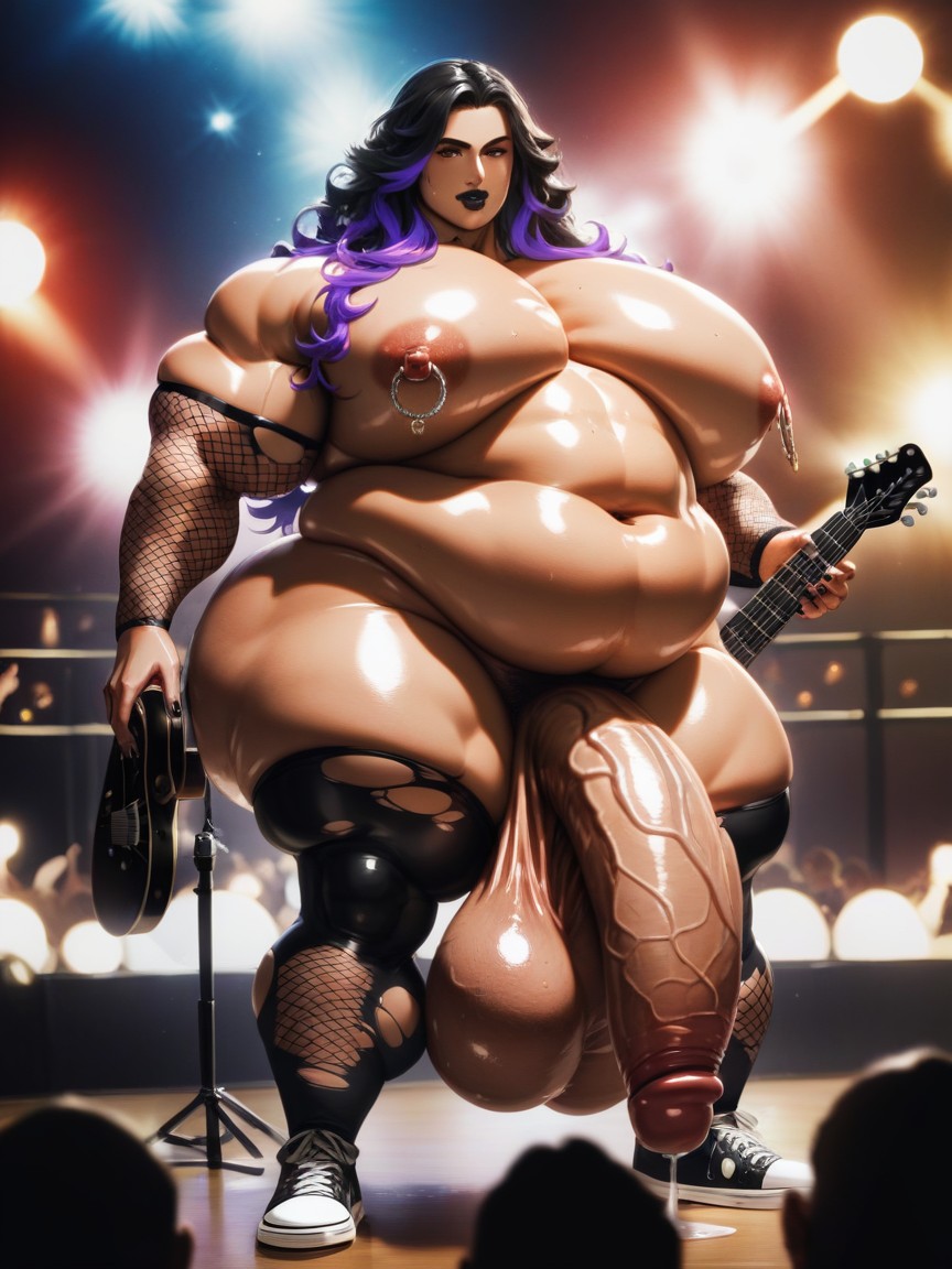 Dark Lipstick, Black Nail Polish, Huge Bubble Butt AI Gay Porn