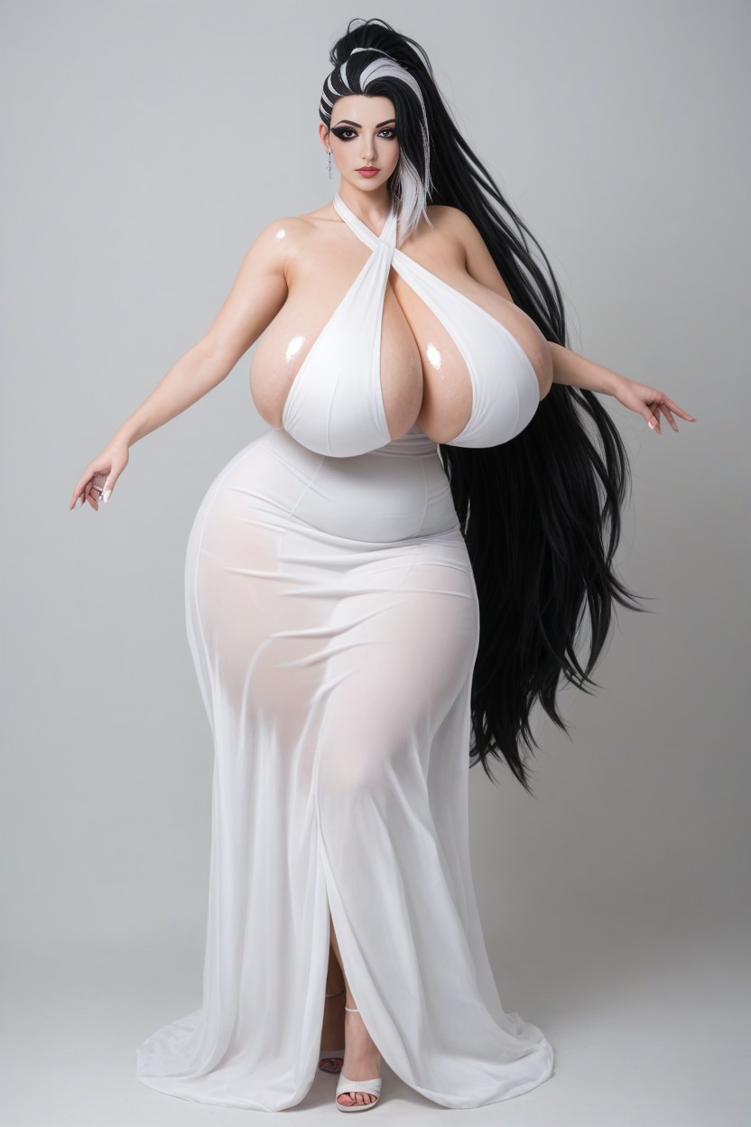 Smeared Goth Eyelashes, White Hair, Modeling Pose AI Porn
