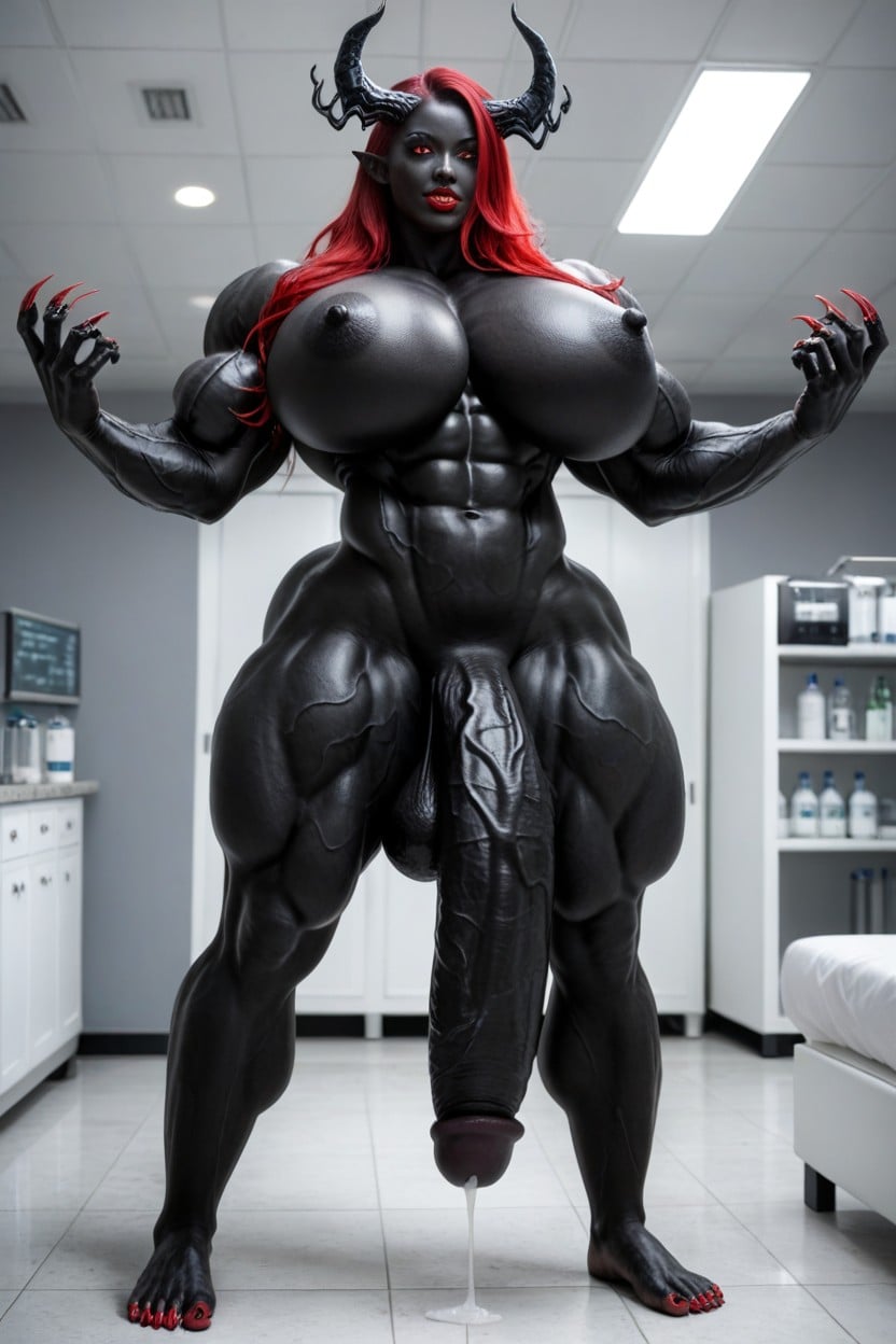 Gigantic Muscle Trapez, Black Cock Is Too Big, Standing Shemale AI Porn