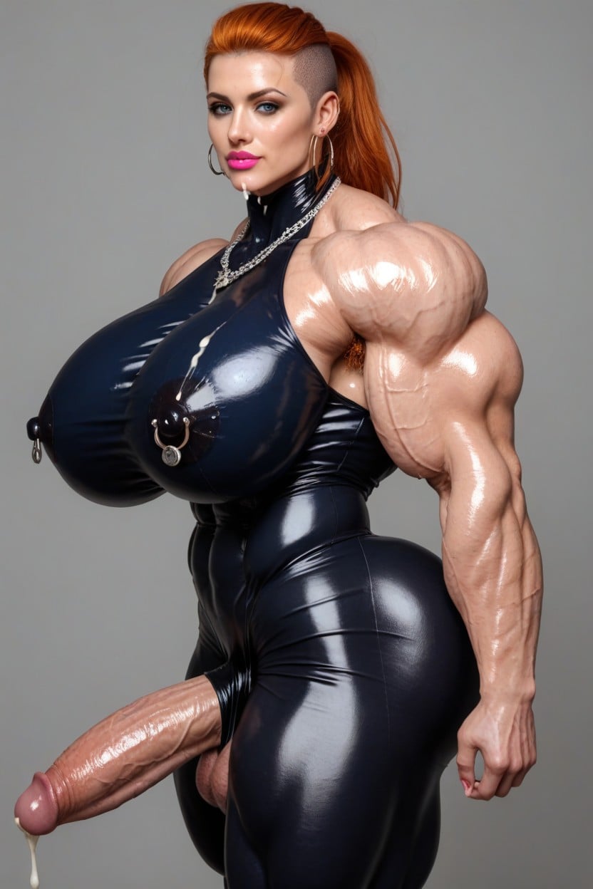 Ponytail, Hyper Gigantic Massive Muscles, Growth Shemale AI Porn