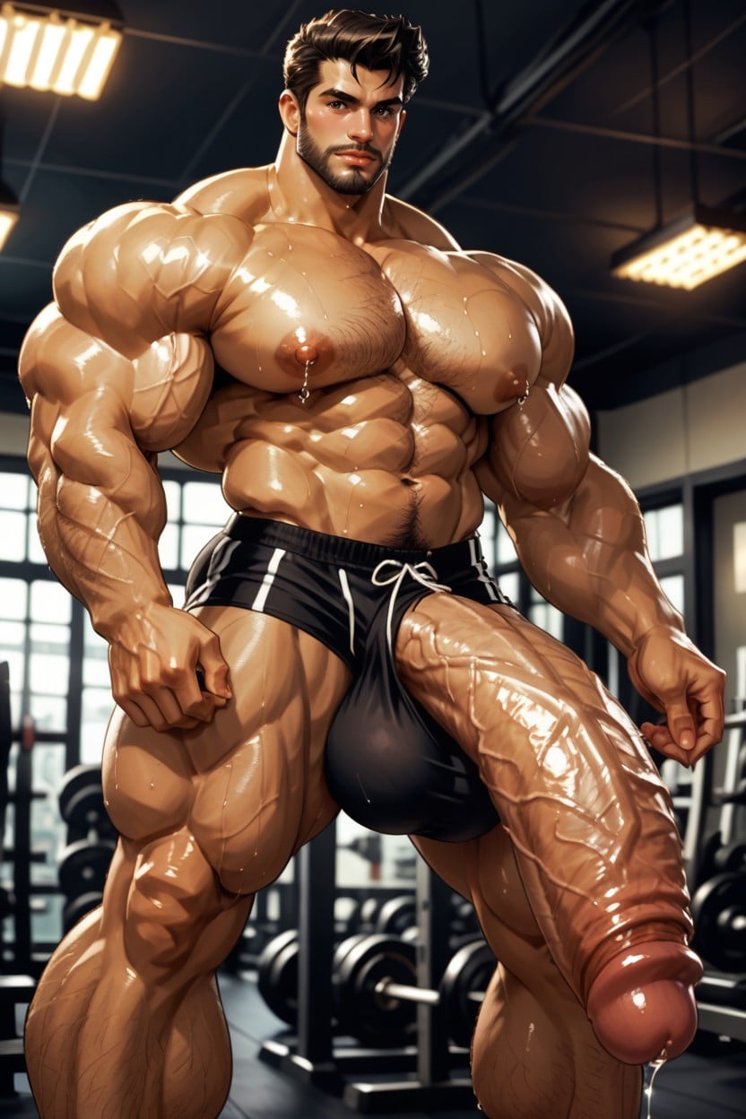 Huge Pecs, Long Legs, Oiled Skin AI Gay Porn