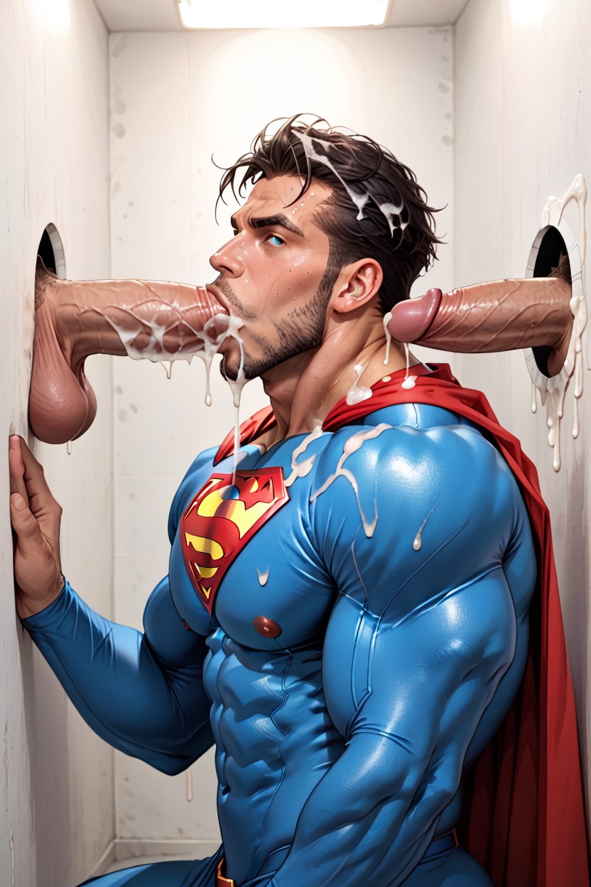 Glory Hole, Clean Shaven, God Like Handsome AI Gay Porn