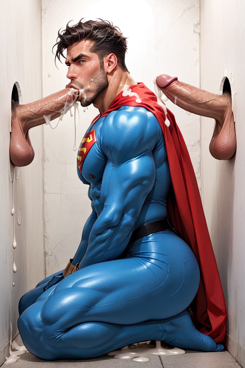 Blue Eyes, Bodybuilder, Superhero AI Gay Porn