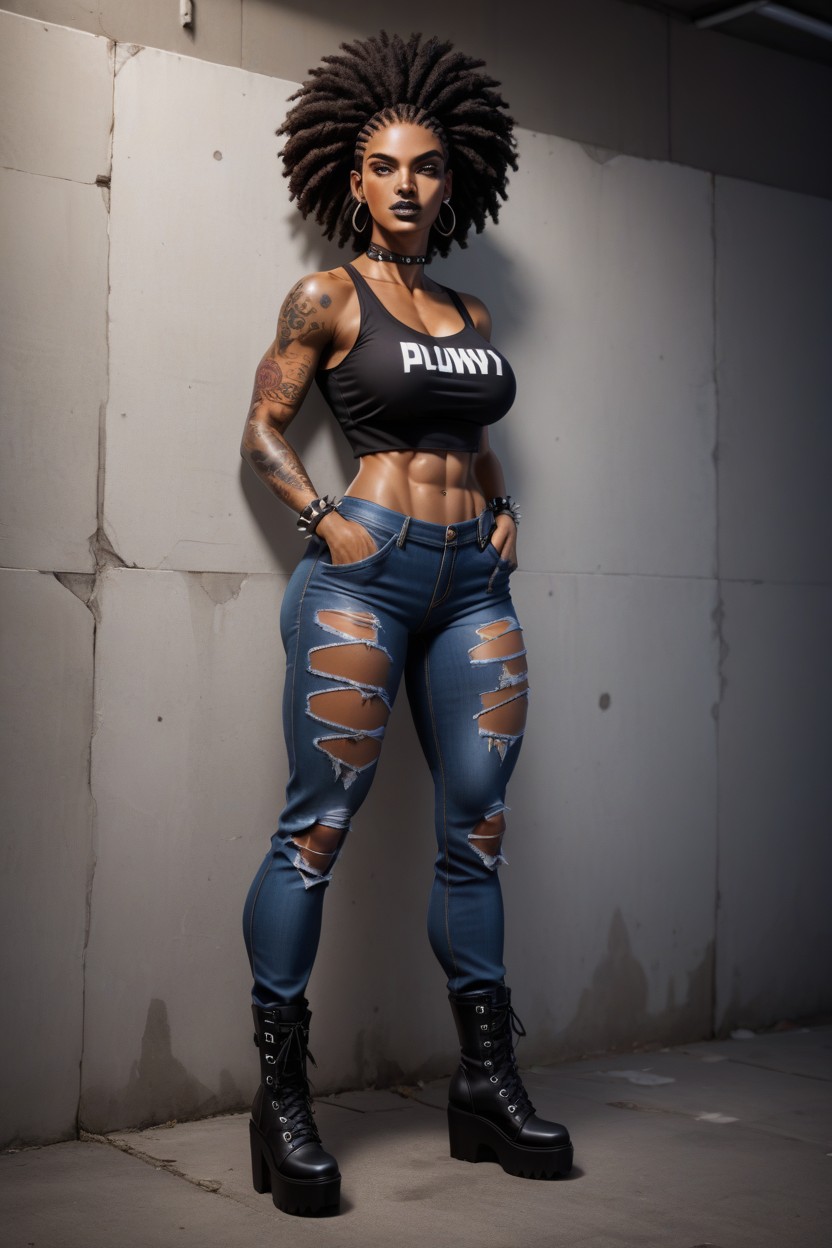 Perfect_body, Sleeveless Band T Shirt, Fishnets AI Porn