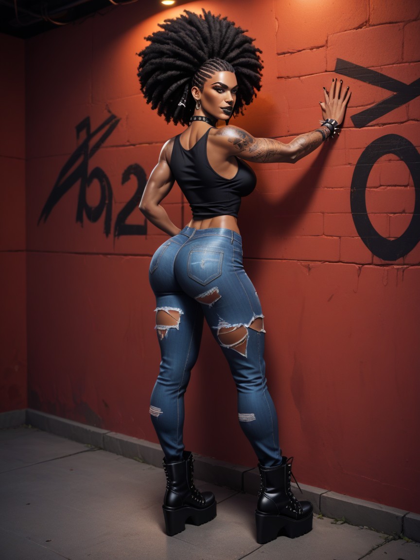Dingy Club, Lean Muscle, Afrocentric_hair AI Porn
