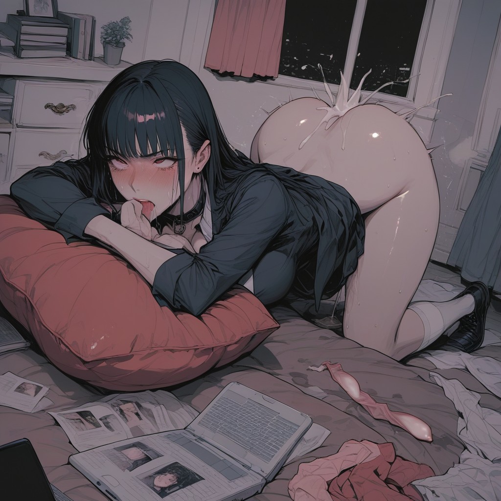 Panties On The Floor, Beautiful Long Straight Hair, She Being Grabbed By The Breasts Hentai KI Porno